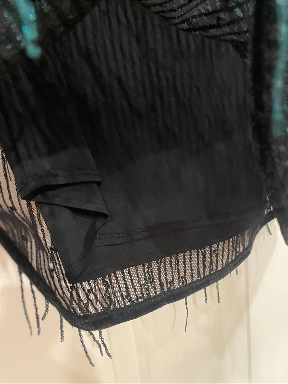 Black Sequin Fringe Mini Skirt - Women's Evening Skirt S:S